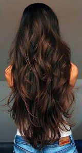 Long brown locks, a perfect waterfall hairstyle