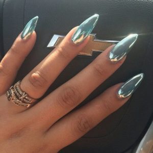 Pointed Jewel-Toned Blue Nails