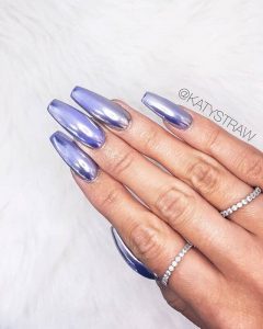 Long Lavender Metallic Nails
