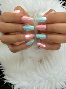 Cotton Candy Pink and Blue Nails