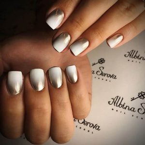 White Nails with Metallic Ombre