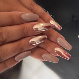 Easy Bronze and Beige Nails