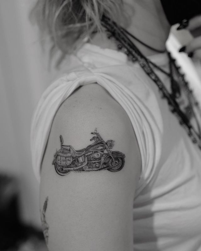 Motorcycle Tattoo. Miley Cyrus Tattoos Meaning