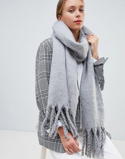 Grey Blanket Scarf. Best Way to Tie a Blanket Scarf
