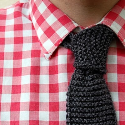 Gingham Shirt + Knitted Tie. Men's Summer Dress Shirts
