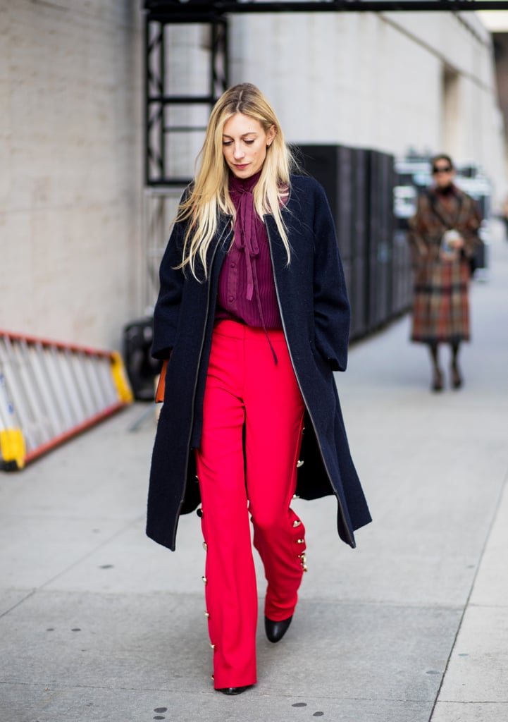 Trench, Bright Trousers, and Embellished Heels. Office Outfit Ideas for Women